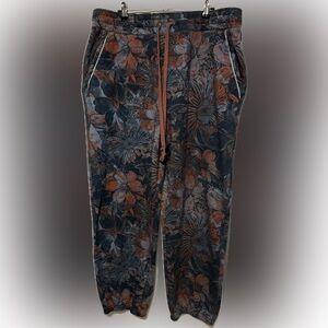 Daily Practice Anthro Floral Fleece Joggers XL Cozy Lined Drawstring